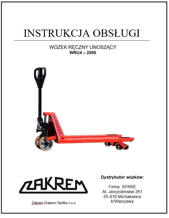 Instrukcja obsługi wózka paletowego Zakrem WRU4-2500