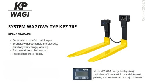 Widły ważące KPZ 76F – elektroniczny system ważenia do wózka widłowego